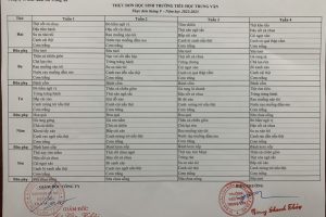 Thực đơn bán trú tháng 09 năm 2022