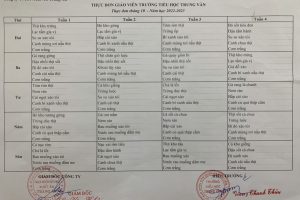 Thực đơn bán trú Tháng 10 năm 2022