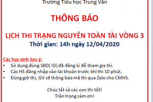 Thông báo Lịch thi Trạng Nguyên Toàn Tài vòng 3