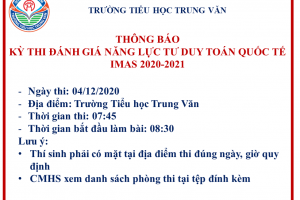 Thông báo kỳ thi đánh giá năng lực tư duy toán quốc tế IMAS 2020-2021
