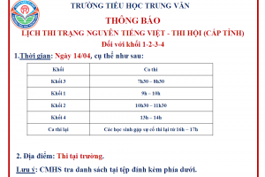 THÔNG BÁO  LỊCH THI TRẠNG NGUYÊN TIẾNG VIỆT – THI HỘI (CẤP TỈNH)