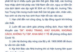 Thông báo khẩn về dịch Covid-19