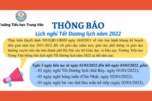 TH Trung Văn – Thông báo nghỉ tết dương lịch năm 2022
