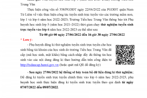 THÔNG BÁO CHẠY THỬ NGHIỆM TUYỂN SINH TRỰC TUYẾN NĂM HỌC 2022 – 2023