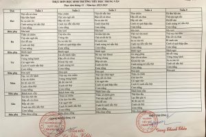Thực đơn bán trú tháng 11 năm 2022