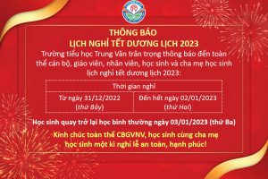 THÔNG BÁO LỊCH NGHỈ TẾT DƯƠNG LỊCH 2023