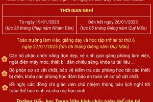 THÔNG BÁO LỊCH NGHỈ TẾT NGUYÊN ĐÁN QUÝ MÃO 2023