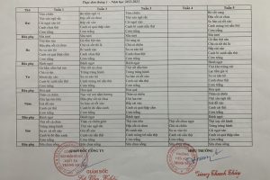 Thực đơn bán trú tháng 01 năm 2023