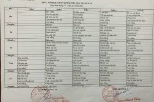 Thực đơn bán trú tháng 12 năm 2022