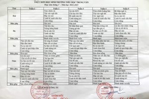 Thực đơn bán trú tháng 03 năm 2023