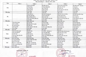 THỰC ĐƠN BÁN TRÚ THÁNG 11 NĂM 2023