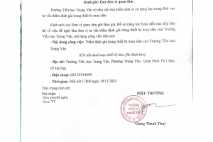 THƯ MỜI – THAM GIA TƯ VẤN THẨM ĐỊNH GIÁ TRANG THIẾT BỊ MUA SẮM CỦA TRƯỜNG TIỂU HỌC TRUNG VĂN