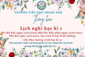 THÔNG BÁO LỊCH NGHỈ HỌC KÌ I