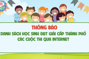 THÔNG BÁO DANH SÁCH HỌC SINH ĐẠT GIẢI CẤP THÀNH PHỐ CÁC CUỘC THI QUA INTERNET