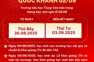 THÔNG BÁO NGHỈ LỄ QUỐC KHÁNH 02/09/2025